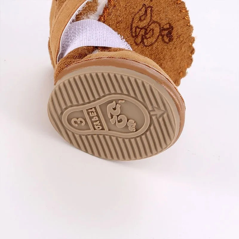 Pet Snow Boots for Small Dogs | Warm Cotton Boots with Non-Slip Rubber Soles