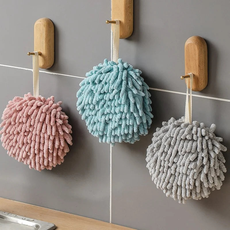 Kitchen and Bathroom Towel Balls with Hanging Rings | Quick-Dry Soft Microfiber Wipes