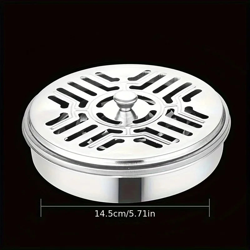 Stainless Steel Mosquito Coil Holder with Lid | Fireproof and Portable