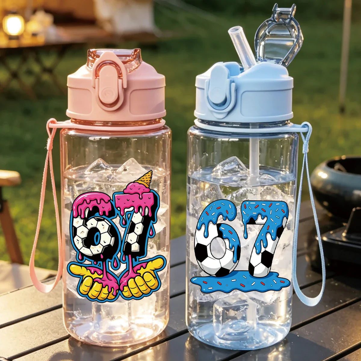 500ml 67 Printed Straw Cup | BPA Free Summer Water Bottle