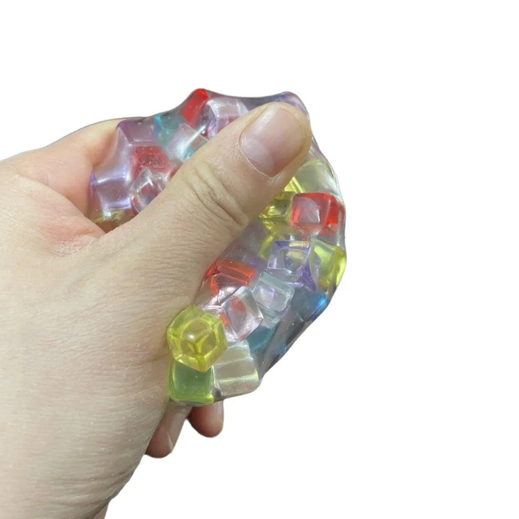 Rainbow Cube Stress Ball | TPR Bead Sensory Fidget Toy for Kids and Adults