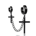 Fashion Punk Cross Pendant Clip Earring | Unisex Metal Chain Tassel Ear Cuff