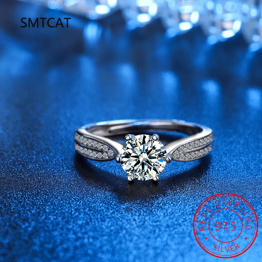 Real 3 Carat Moissanite Engagement Ring | Luxury Bridal Set Solitaire Wedding Promise Ring