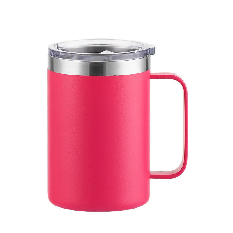 Double Wall Stainless Steel Coffee Mug | Insulated Thermos Vacuum Cup with Handle