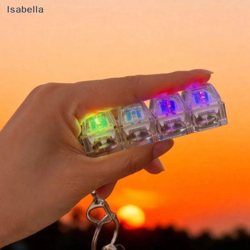 4-Key LED Mechanical Keyboard Keychain | RGB Fidget Clicker for Stress Relief