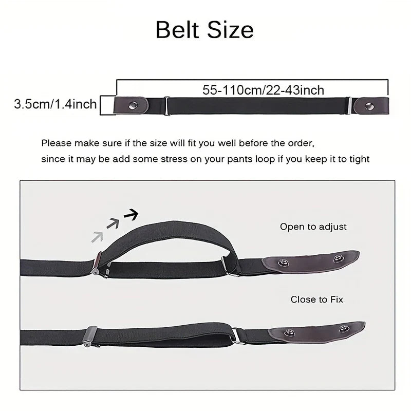 Elastic No-Show Belt | Stretch Woven Waistband for Men and Women