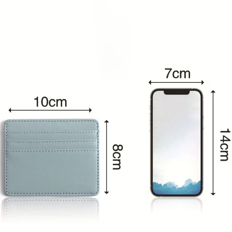 1Pc Pu Leather ID Card Holder | Slim Candy Color Credit Card Box