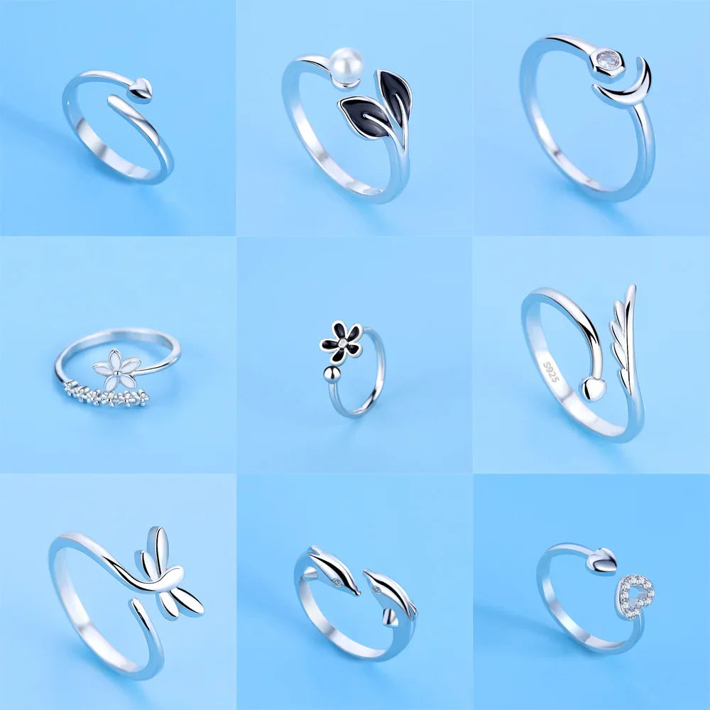 925 Sterling Silver Zircon Adjustable Ring | Women's Cocktail Jewelry