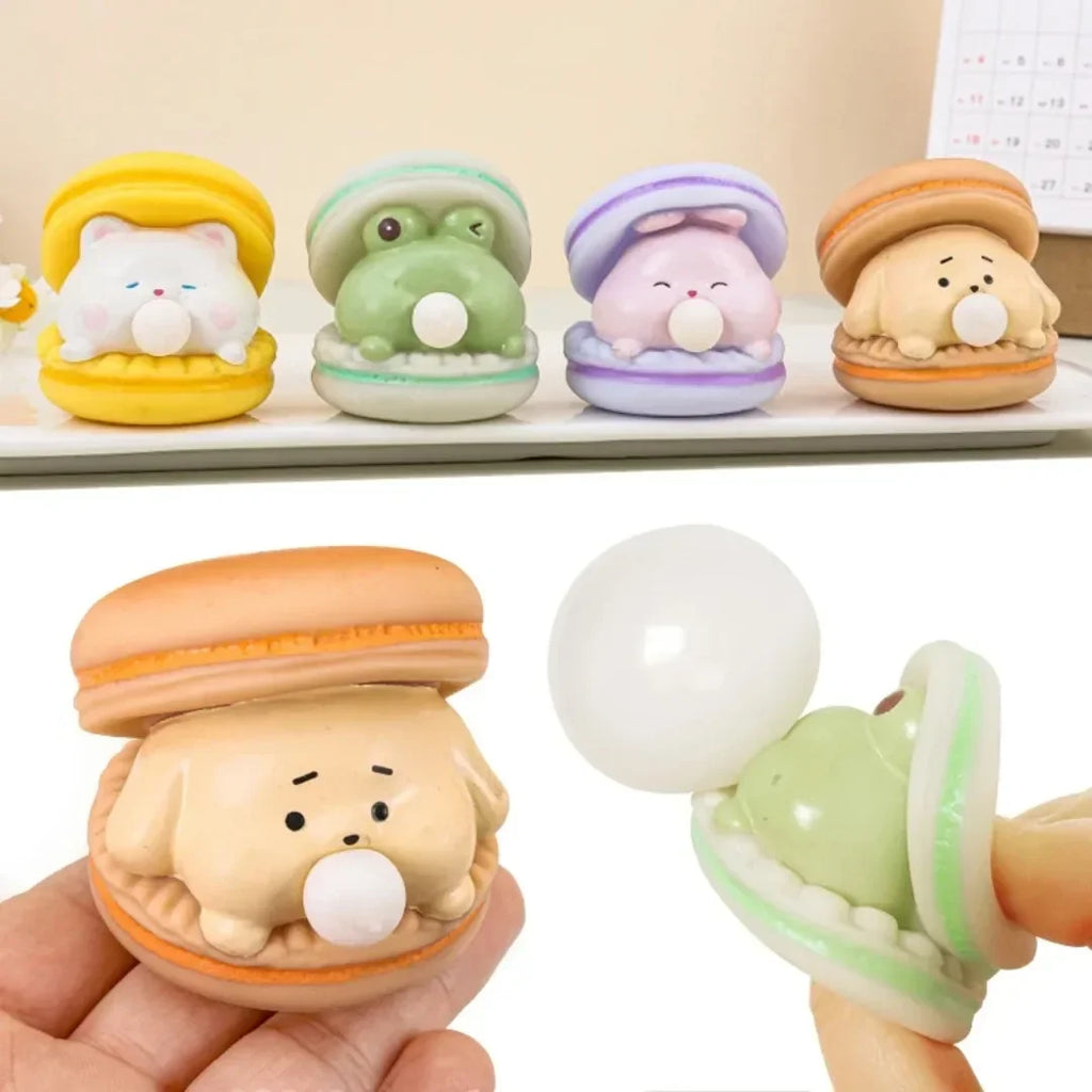Creative Spit Bubble Burger Squishy Toy | Cute Cartoon Stress Relief and Desk Decor