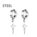 Stainless Steel Punk Star Hoop Earrings | Clip-On Earrings for Men and Women