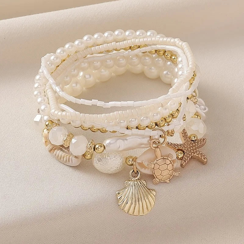 Bohemia Crystal Tassel Multicolor Beads Bracelet | Handmade Elastic Charm Wrap for Women