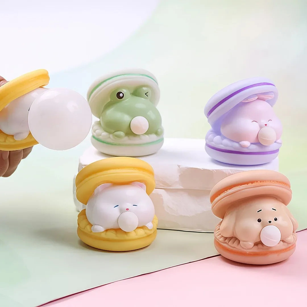 Creative Spit Bubble Burger Squishy Toy | Cute Cartoon Stress Relief and Desk Decor