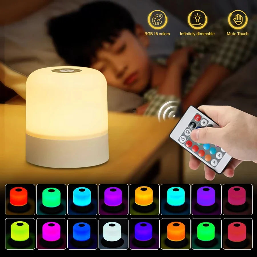 LED Table Lamp with Remote and Touch Control | Dimmable Rechargeable Night Light for Bedroom Decor