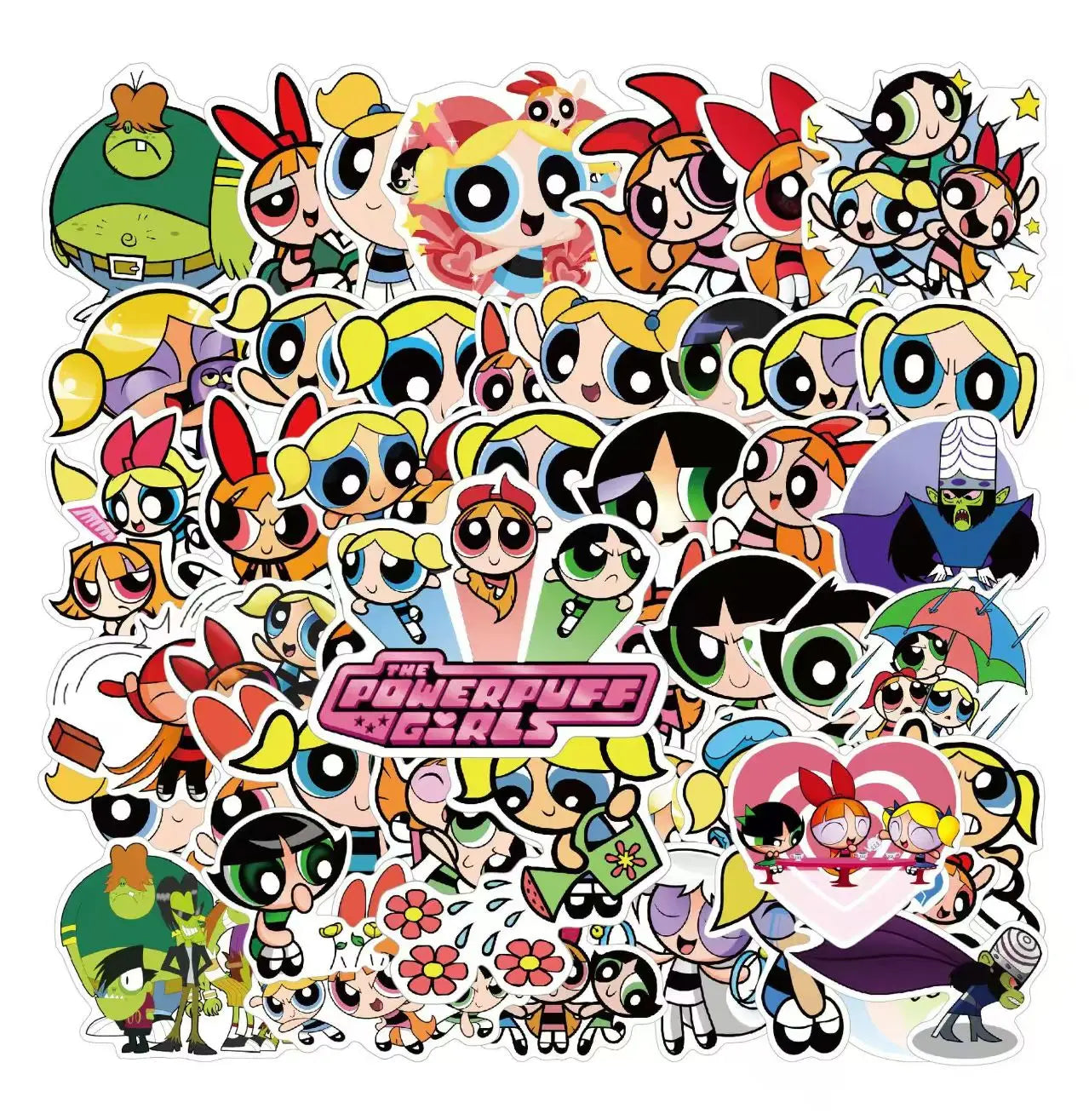 50 PCS Powerpuff Girls Graffiti Waterproof Sticker Set | Luggage, Laptop, Helmet Decor