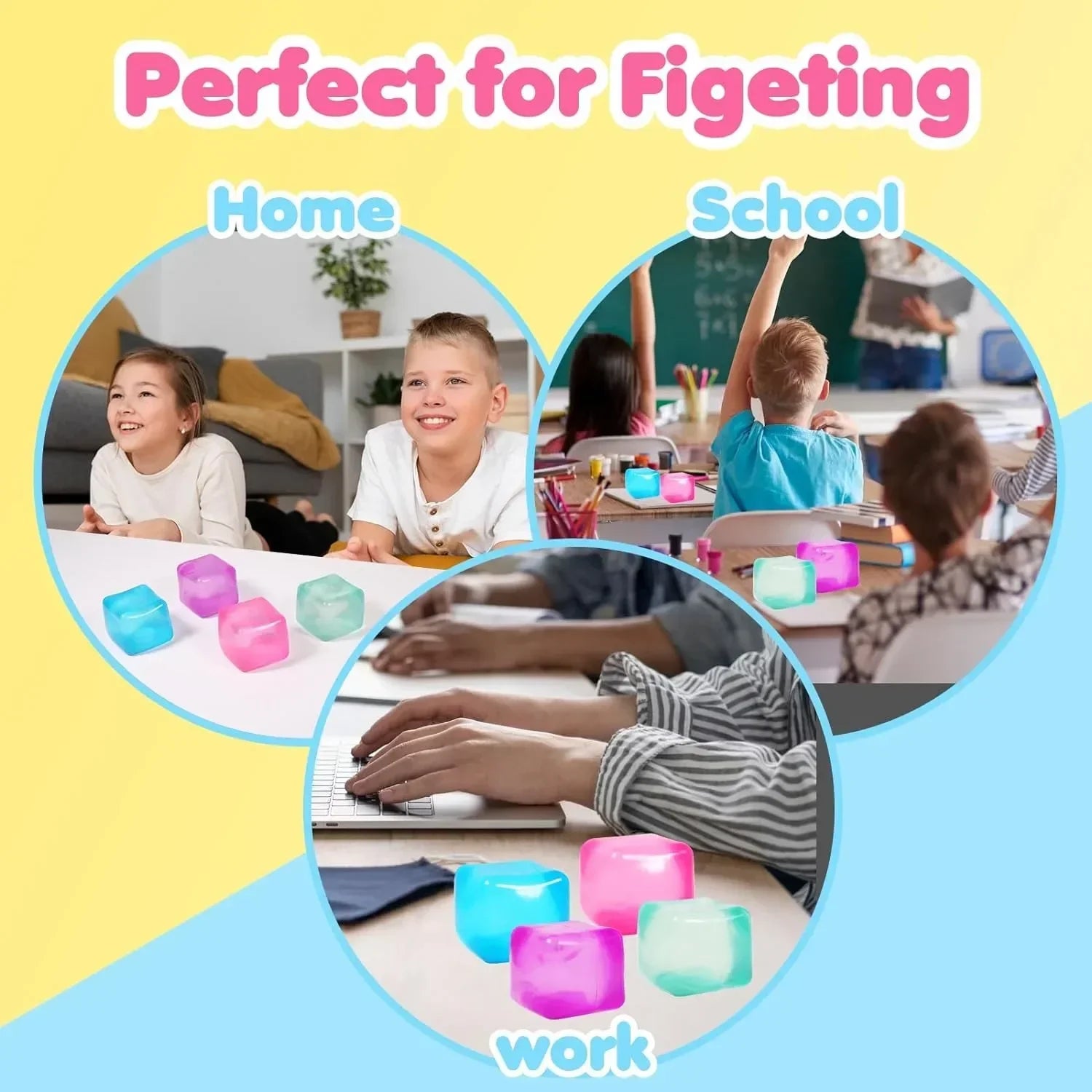 High Density Gel Ice Cube Squeeze Toy | Decompression Stress Relief Fidget