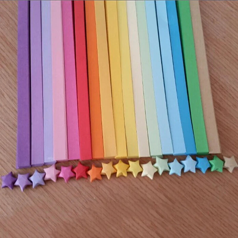 Origami Lucky Star Paper Strips Kit | DIY Folding Craft for Wishing Star Decorations