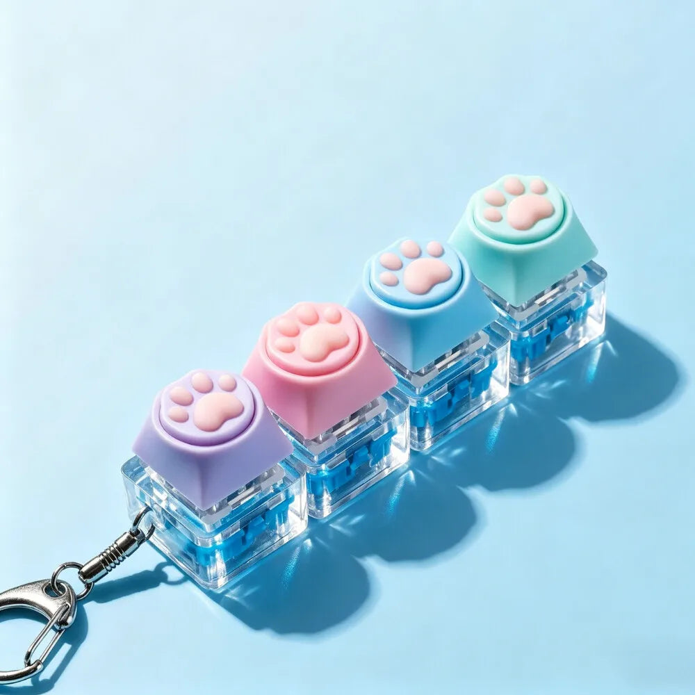 Crystal Clicker LED Keyboard Keychain | Stress Relief Fidget Toy for Adults and Kids