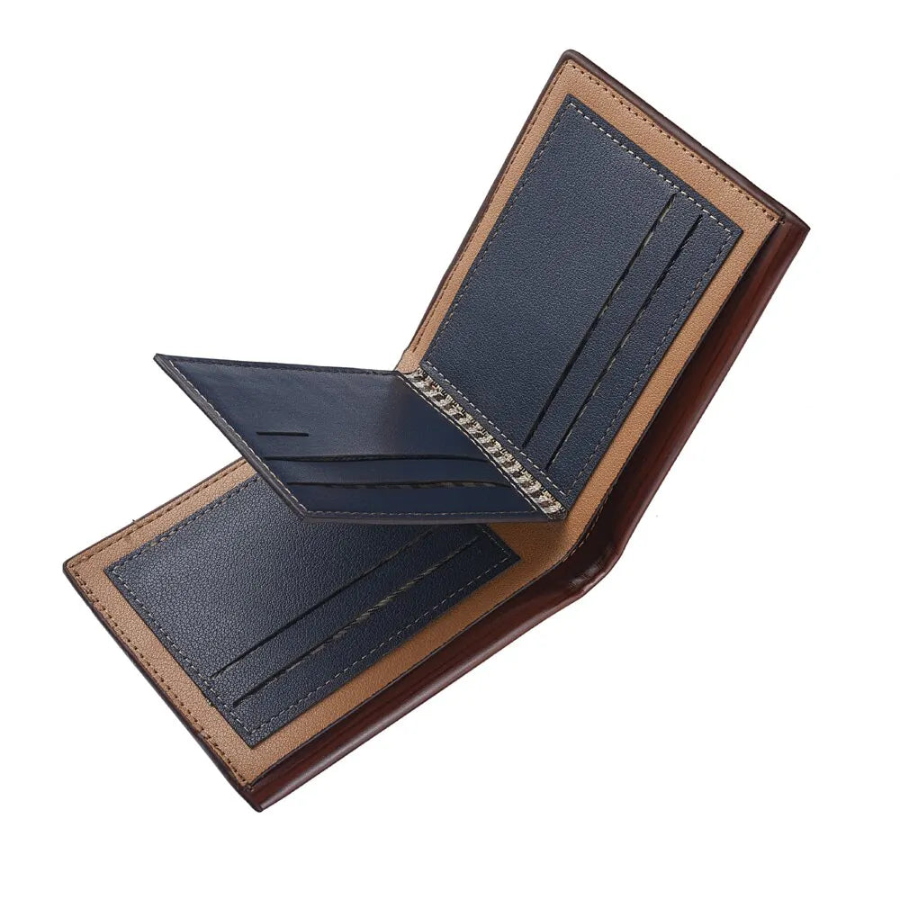 Men's Slim PU Leather Wallet | Business Card Holder with Multiple Compartments