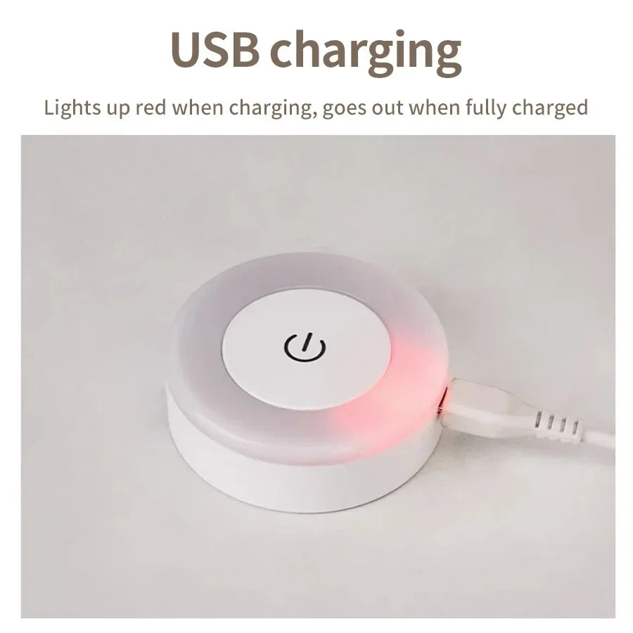 Round Led Wall Lamp | Rechargeable Night Light with Touch Switch, Dimmable, Magnetic Book Light for Bedroom, Cabinet, Closet