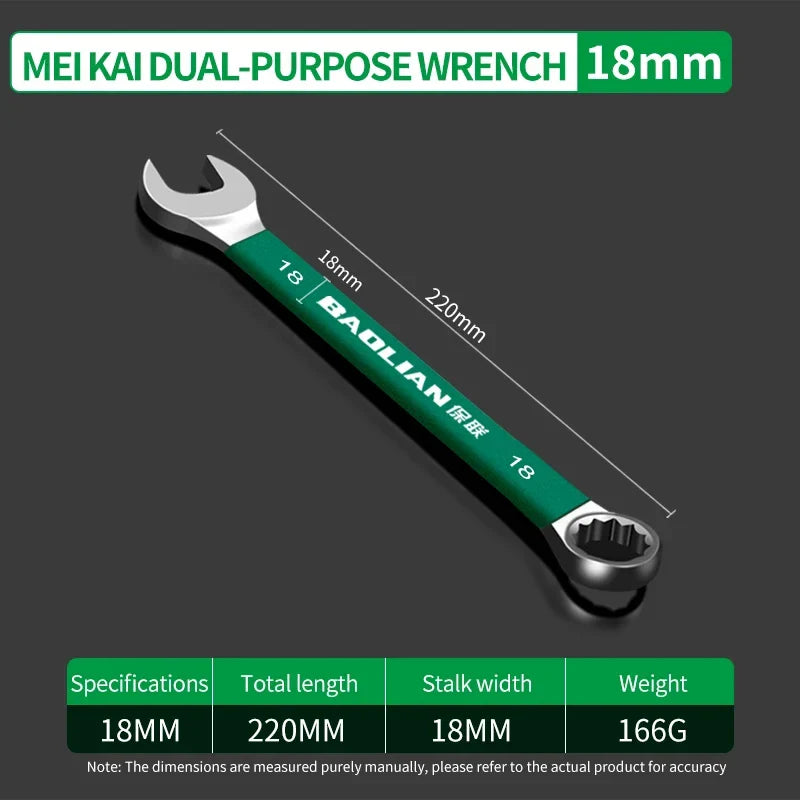BaoLian Durable Wrench Set 6-19mm | Two-Way Open Combination Wrench for Auto Repair