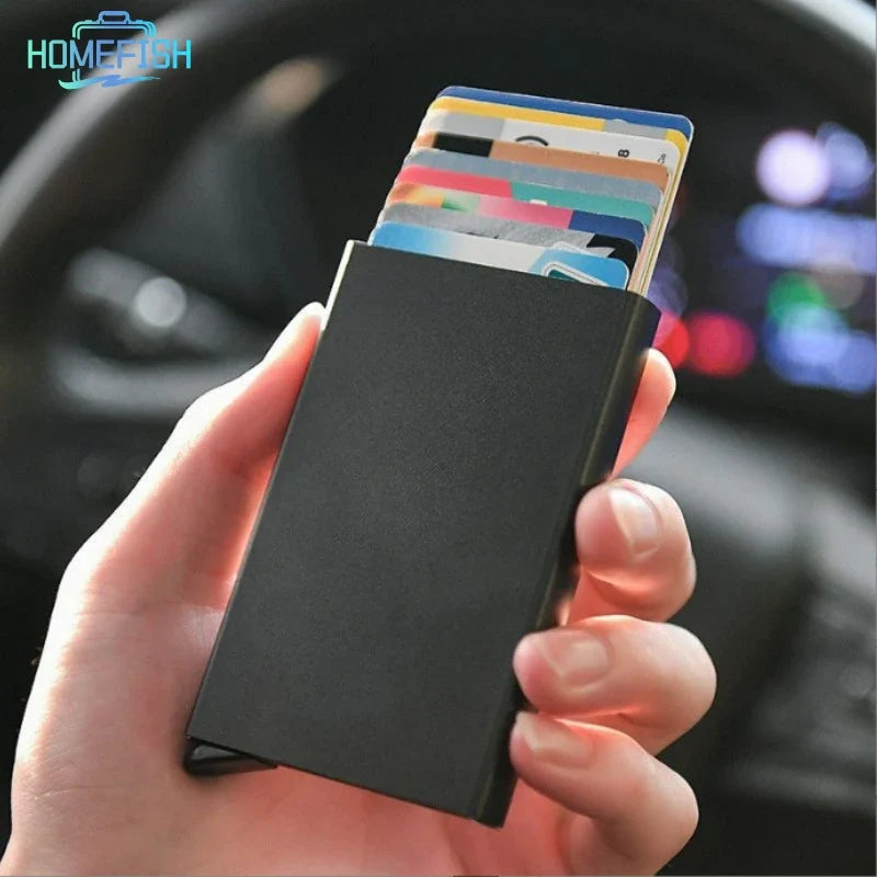 HOMEFISH Smart Wallet Card Holder | Pop Up Minimalist Metal Wallet for Men and Women