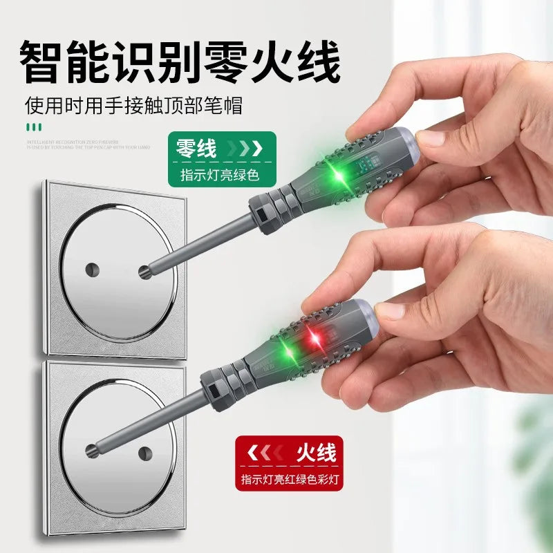 Electrician Test Screwdriver Set | Non-Contact Voltage Tester 12-250V with Dual-Color LED