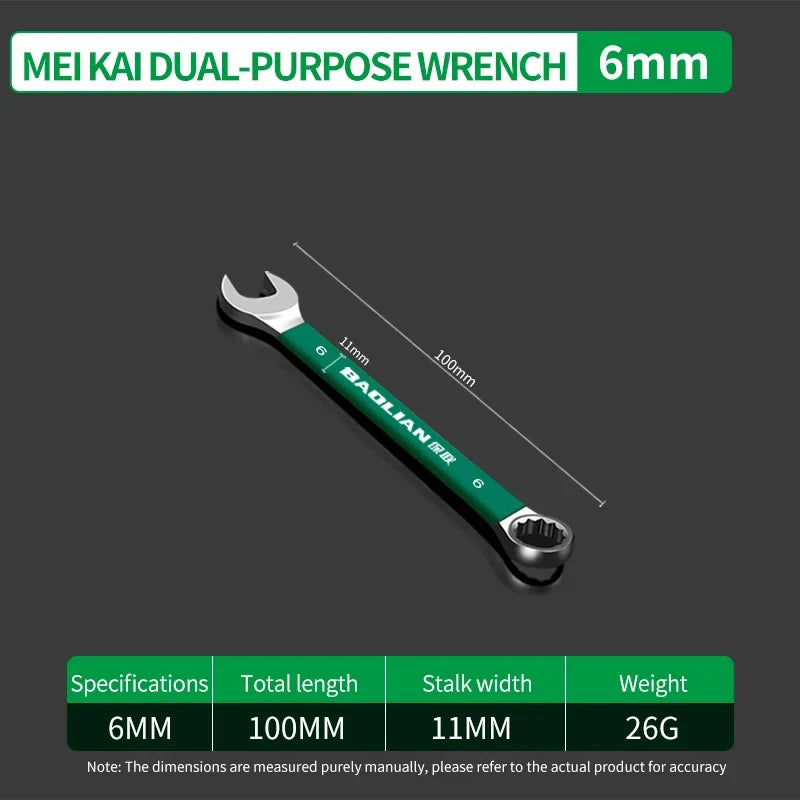 BaoLian Durable Wrench Set 6-19mm | Two-Way Open Combination Wrench for Auto Repair