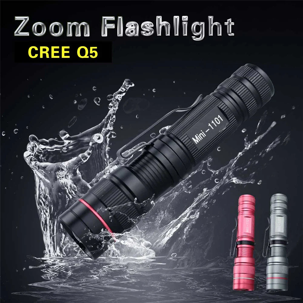 Mini Q5 LED Flashlight | Adjustable Zoom Flashlight for Camping and Hiking