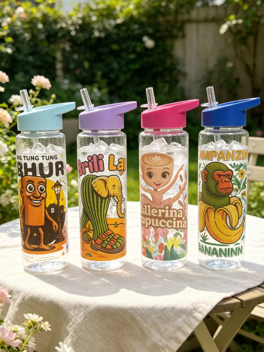 Cartoon Printed Straw Cup | 750ml BPA Free Summer Water Bottle