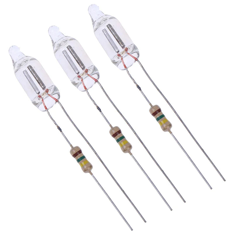 20PCS Neon Indicator Lamps With Resistors for 220V AC Mains | Red Glow Lamp