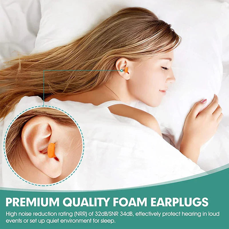 10 Pairs Soft Foam Ear Plugs for Sleeping Travel Noise Reduction | Tapered Comfort Earplugs