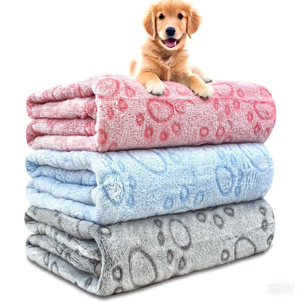 Ultra-Soft Paw Print Dog Blanket | Cozy Machine Washable Pet Bed Pad