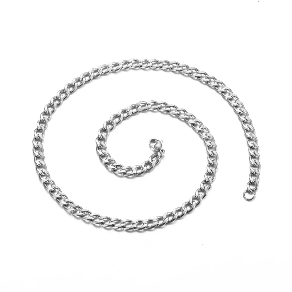 Stainless Steel Curb Cuban Link Chain Necklace | Unisex Punk Choker Jewelry