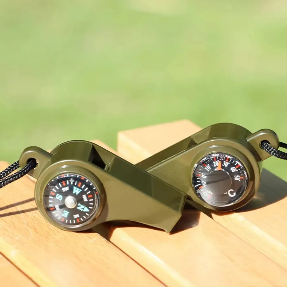 Multifunctional Outdoor Compass Whistle Thermometer | Portable Survival Gear