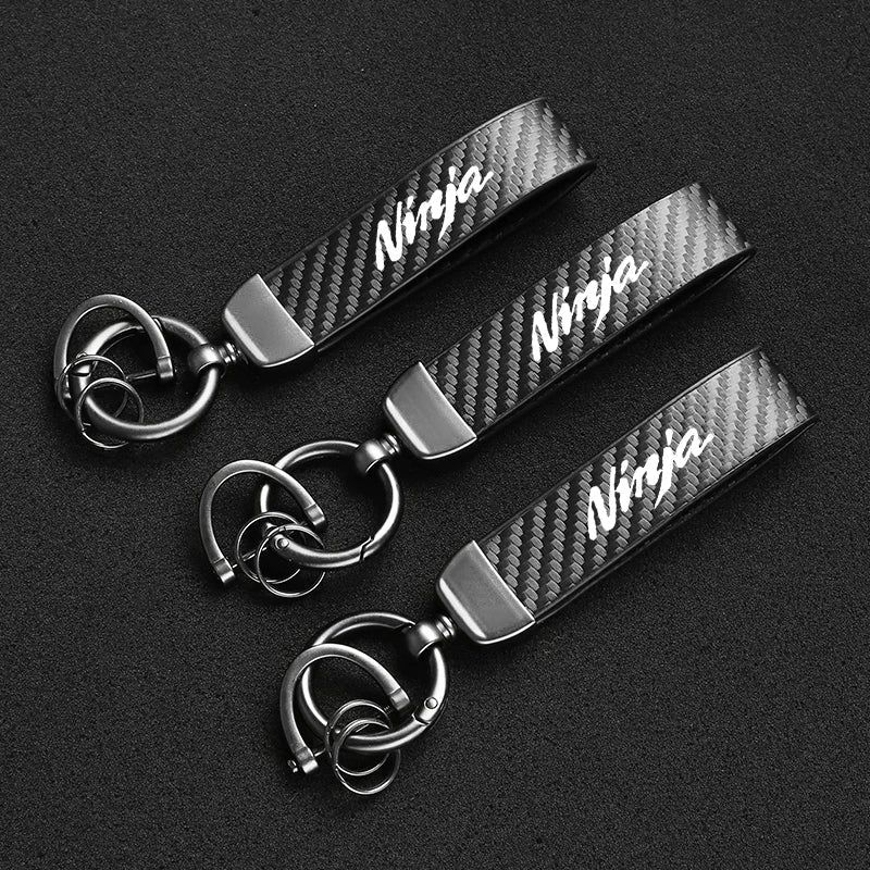 Kawasaki Carbon Fiber Keychain | Microfiber Leather Key Ring for Z400 Z900 Z800 Z750 Z1000 Z650 Z300 ZX10R ZX6R ER6N