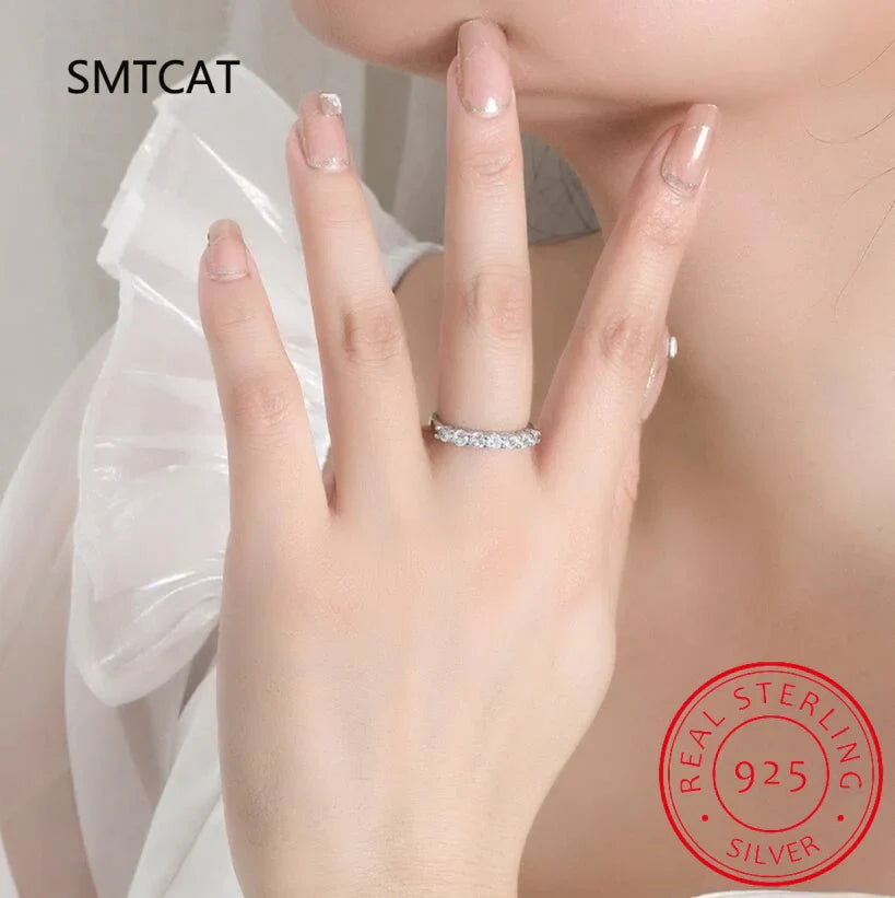 White Gold D Color Moissanite Ring for Women | 925 Silver Wedding Band