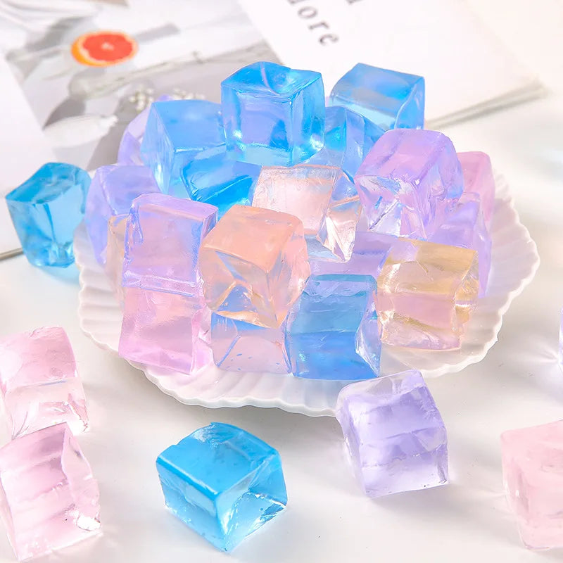 Mini Ice Cube Squishy Toys Set | 15PCS Transparent Stress Relief Squeeze Cubes
