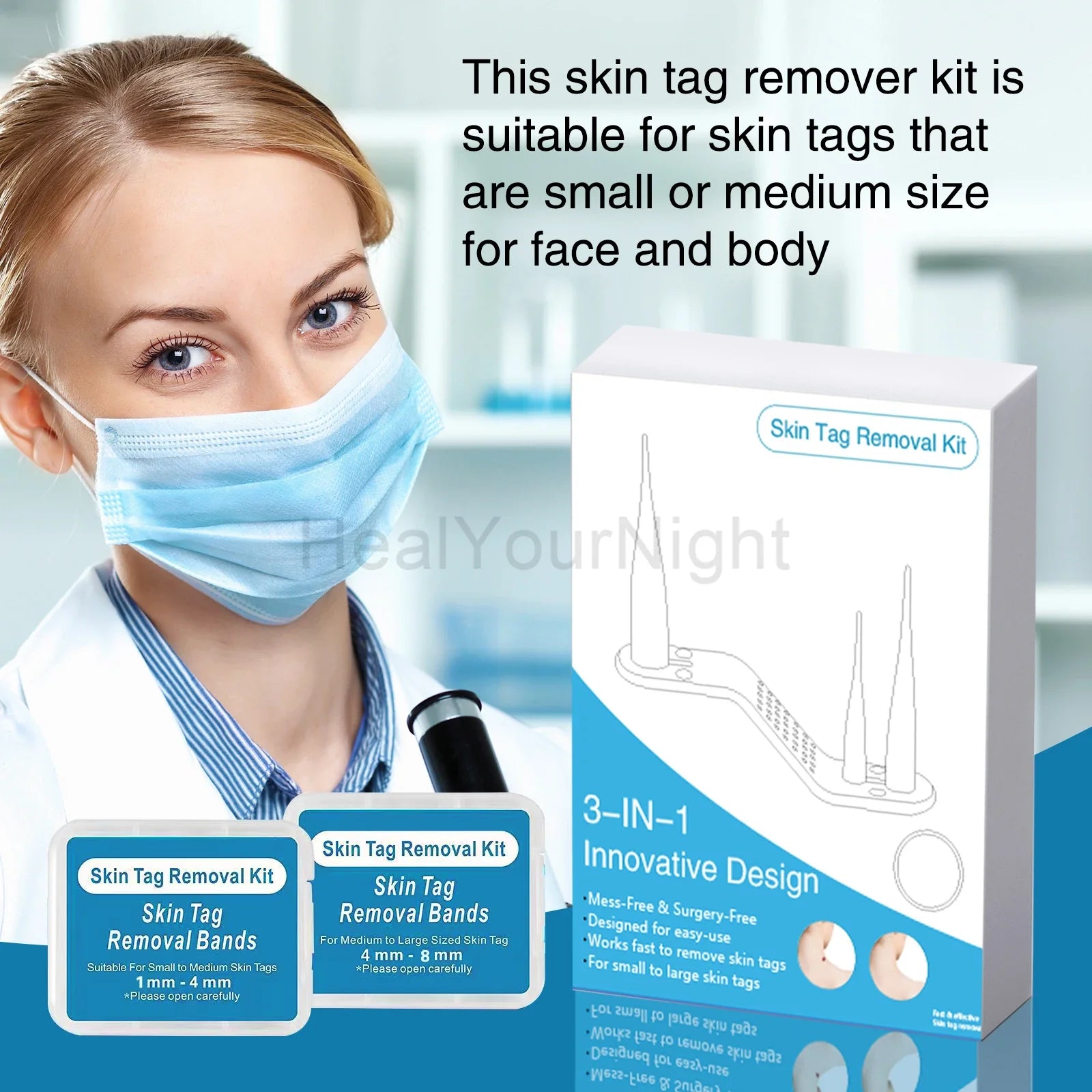 3-IN-1 Painless Skin Tag Removal Kit | Skin Label, Mole, Acne & Wart Removal Pen Set with Cleansing Swabs