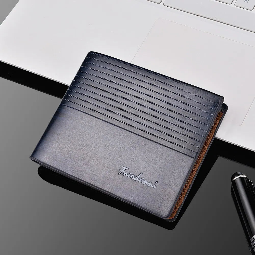 Men's Slim PU Leather Wallet | Business Card Holder with Multiple Compartments