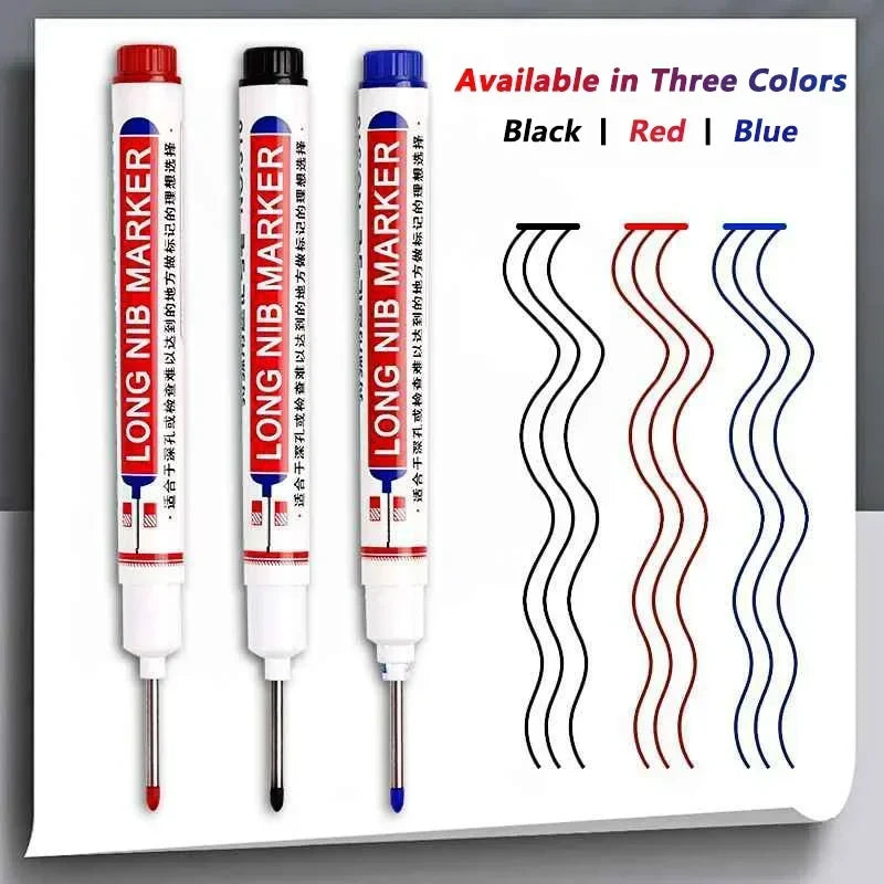 Deep Hole Long Nib Markers for Metal Wood Tile | 8-Pack Waterproof Marking Pens