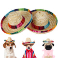 Colorful Mini Pet Straw Sombrero Hat | Dog Cat Sun Hat for Beach Parties