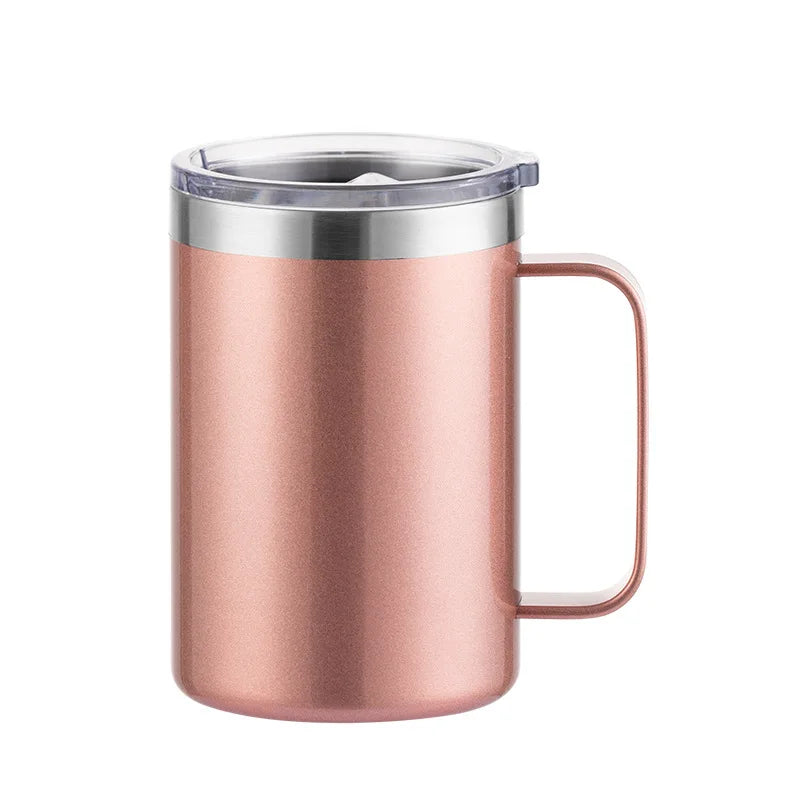 Double Wall Stainless Steel Coffee Mug | Insulated Thermos Vacuum Cup with Handle