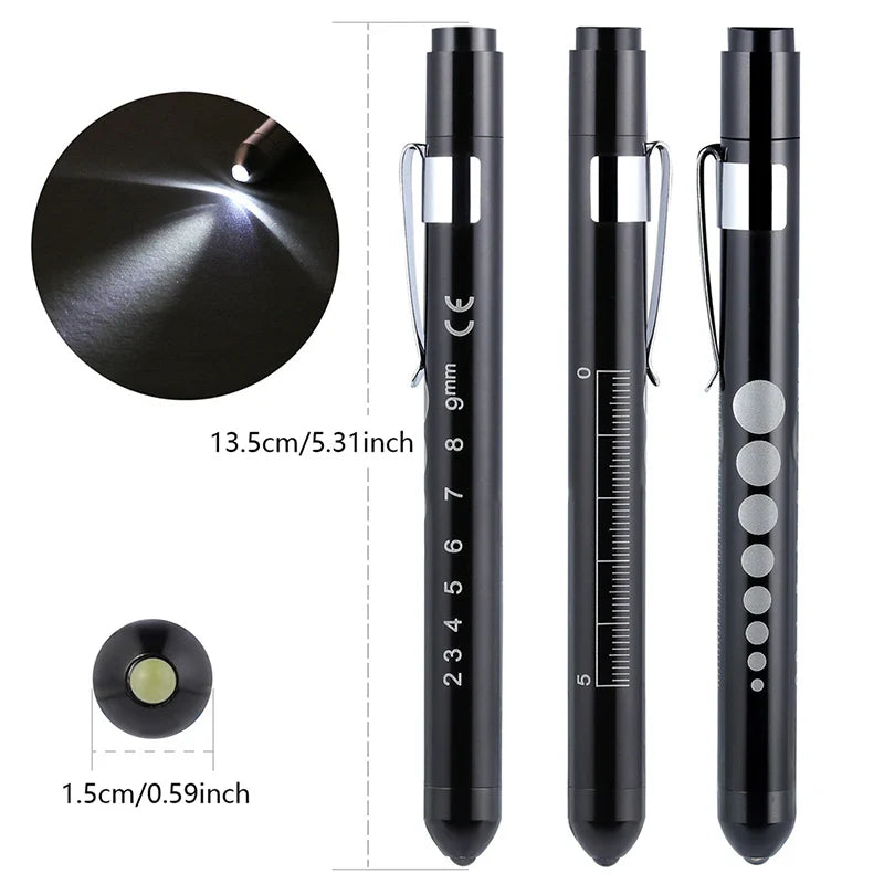 LED Medical Penlight with Pupil Gauge | Reusable Pocket Flashlight for Nurses and Doctors