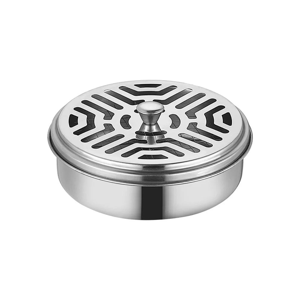 Stainless Steel Mosquito Coil Holder with Cover | Round Mosquito Coil Tray