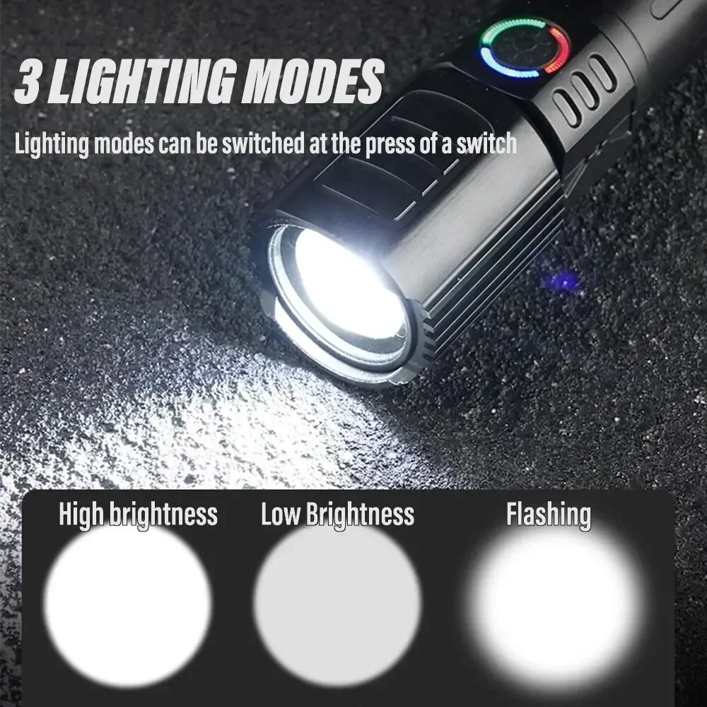 Super Bright LED Flashlight with P50 Beads | Zoomable Rechargeable Torch