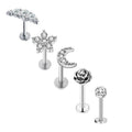 5pcs Tragus Stud Earring Set | Heart CZ Cartilage Piercing Jewelry
