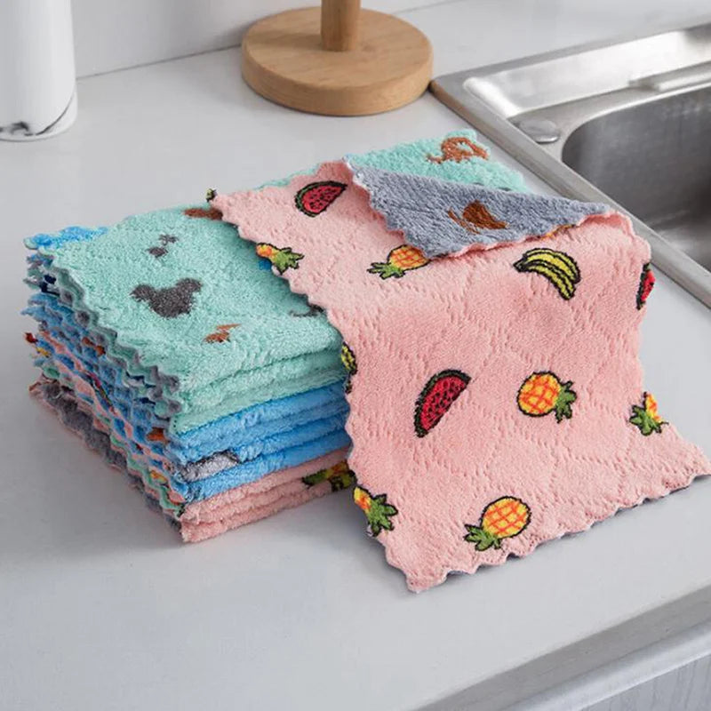 Reusable Kitchen Dishcloths | Super Absorbent Coral Fleece Cleaning Cloths