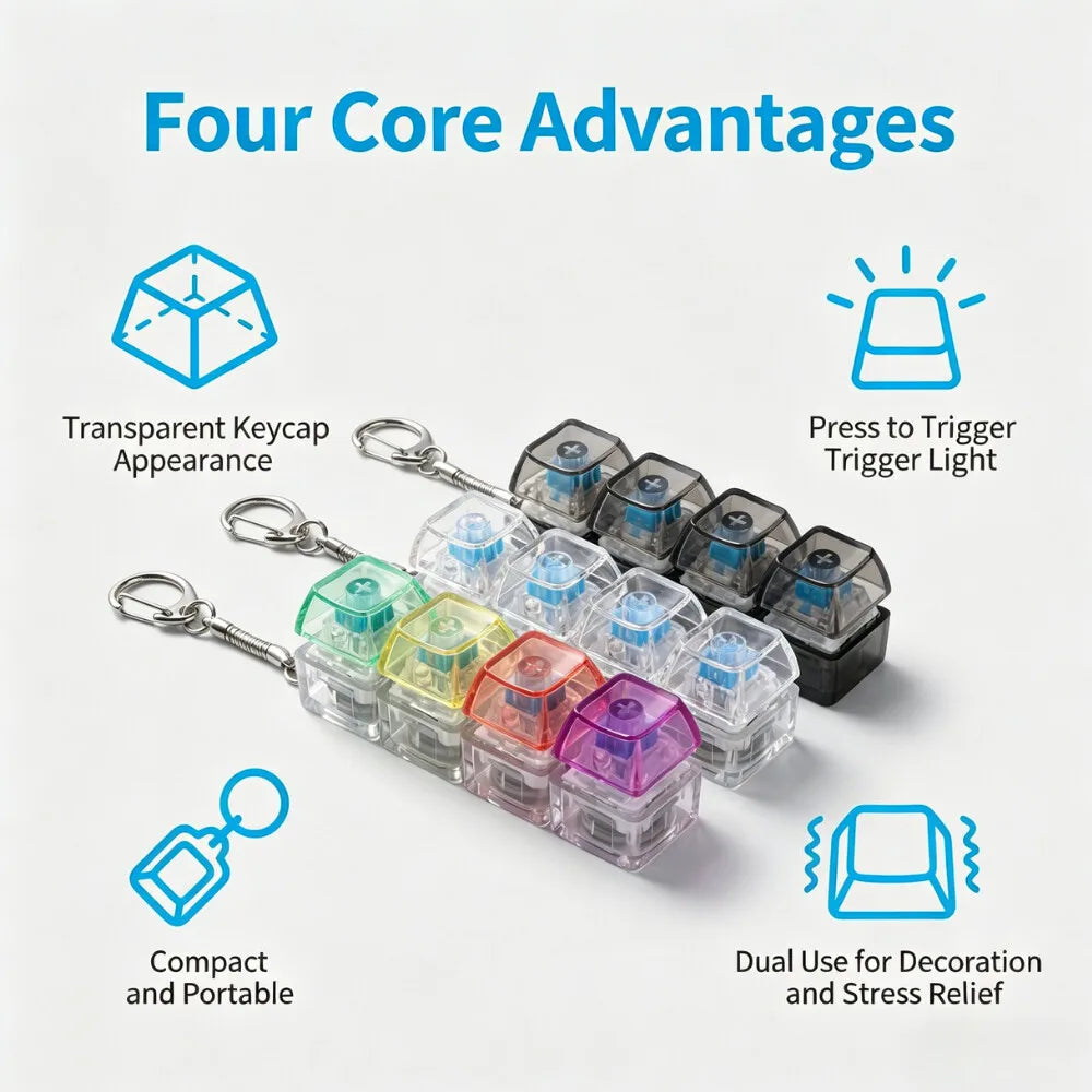 LED Light-Up Fidget Keychain | Clickable Stress Relief Desk Toy