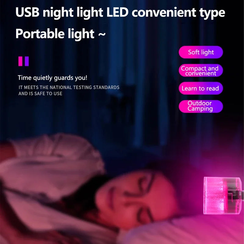 USB Mini RGB Night Light | LED Ambient Decorative Lamp for Bedroom, Car, Office