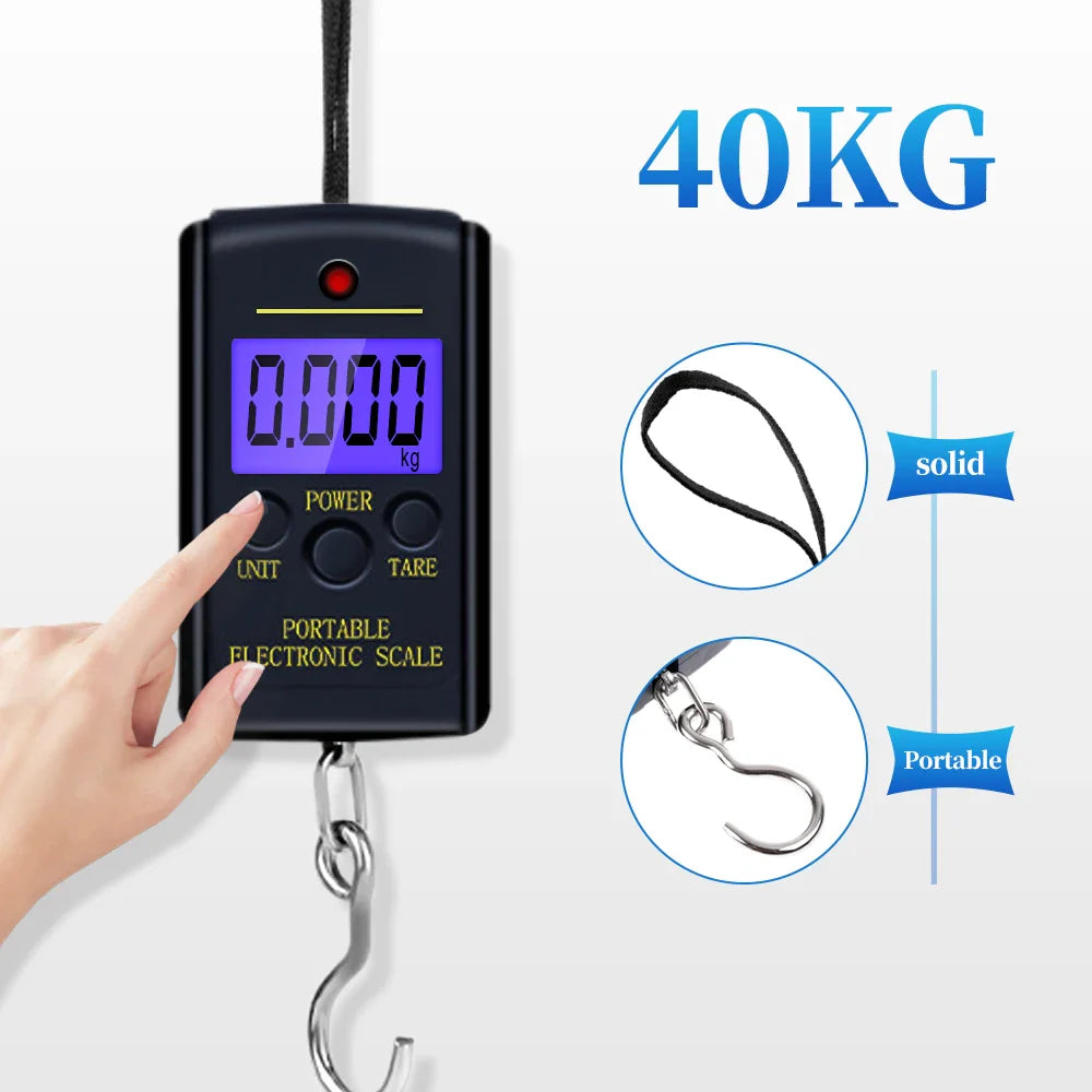 Portable 40kg Hanging Digital Scale for Fishing and Luggage Travel